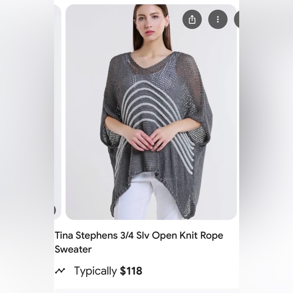 Gray Open Knit Sweater with some shimmer on the front . Gorgeous